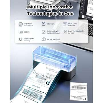 Phomemo Shipping Label Printer, 241BT 4X6 Wireless Thermal Label Printer for Small Business, Labels Printers for Shipping Package, Compatible with iPhone, Android, Amazon, Shopify, UPS, Black