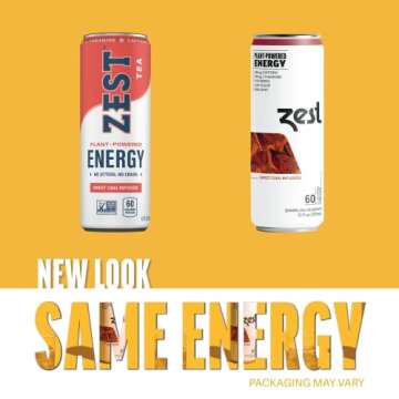 Zest Plant Powered Natural Energy Sparkling Drink - Sweet Chai Infusion - 150mg Caffeine + 100 mg L-...