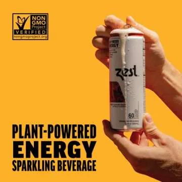 Zest Plant Powered Natural Energy Sparkling Drink - Sweet Chai Infusion - 150mg Caffeine + 100 mg L-Theanine - 12oz Can 12 Pack - Low Sugar, 60 Cals, Healthy Coffee Substitute, Non GMO High Caff Blend