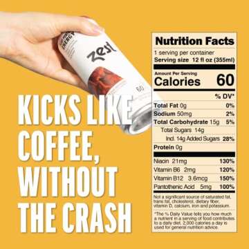 Zest Plant Powered Natural Energy Sparkling Drink - Sweet Chai Infusion - 150mg Caffeine + 100 mg L-Theanine - 12oz Can 12 Pack - Low Sugar, 60 Cals, Healthy Coffee Substitute, Non GMO High Caff Blend