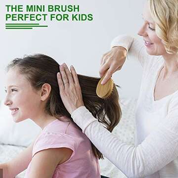 2 PCS Bamboo Detangler Mini Hair Brushes Travel Pack For Kids Gift No Wooden Bristles Hairbrush Massage Scalp For Curly Hair, Wet Dry Hair Tangle Brush