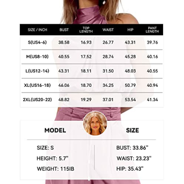 NOLLSOM Women's Casual Summer Satin Outfit Set - Pink