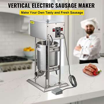 Happybuy Electric Sausage Stuffer 15L Capacity, Vertical Meat Stuffer Various Speed Control, Stainle...