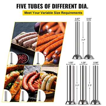 Happybuy Electric Sausage Stuffer 15L Capacity, Vertical Meat Stuffer Various Speed Control, Stainless Steel Sausage Filler with 4 Sausage Tubes for Commercial and Home Use
