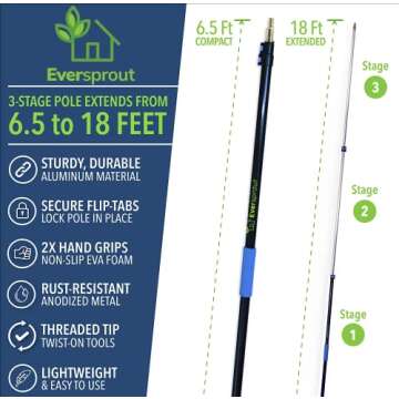 EVERSPROUT 7-to-18 Foot Extension Pole Kit with Accessories