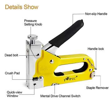 Staple Gun, 3 in 1 Manual Nail Gun with 600 Staples - Heavy Duty Gun for Upholstery, Fixing Material, Decoration, Carpentry, Furniture
