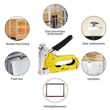 Staple Gun, 3 in 1 Manual Nail Gun with 600 Staples - Heavy Duty Gun for Upholstery, Fixing Material, Decoration, Carpentry, Furniture