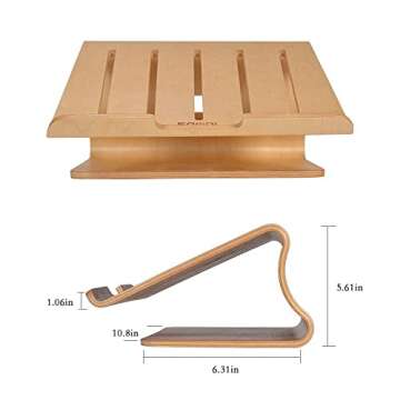 SAMDI Wooden Laptop Stand/Wooden Cooling Stand Holder/Ventilated Laptop Stand Bracket Dock for MacBook Air/Pro Retina Laptop PC Notebook (White Birch)