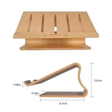 SAMDI Wooden Laptop Stand/Wooden Cooling Stand Holder/Ventilated Laptop Stand Bracket Dock for MacBook Air/Pro Retina Laptop PC Notebook (White Birch)