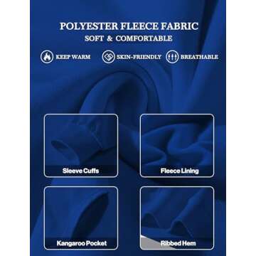 CRFANSHIRT Casual Unisex Hoodies Sweatshirt for Men Women, Comfortable Lightweight Fleece Adult Pullover with Pockets Royalblue XXL