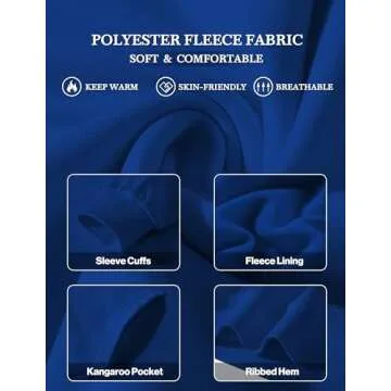 CRFANSHIRT Casual Unisex Hoodies Sweatshirt for Men Women, Comfortable Lightweight Fleece Adult Pullover with Pockets Royalblue XXL