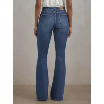 Lee Women's Legendary Mid Rise Flare Jean, Inner Strength, 14