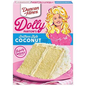 Duncan Hine's Dolly Parton's Favorite Southern-Style Coconut Cake Mix Set! Flavored With Vanilla Frosting! Easy To Make Deliciously Moist At Home! Choose Your Flavor! (Coconut), 2 Piece Set