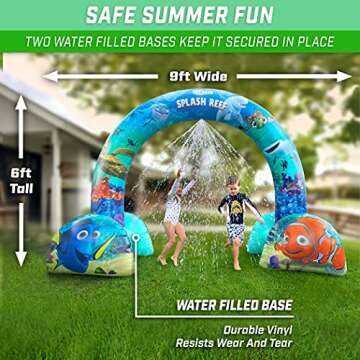 GoFloats Disney Pixar Inflatable Reef Splash Arch Sprinkler - Fun for All Ages!