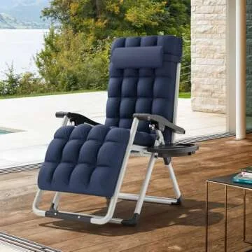 MoNiBloom Stable Folding Chair Outdoor Lounge Chair Beach Pool Lawn Recliner Sunbathing Chair, with ...