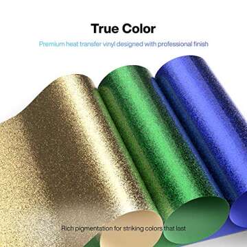 Primology Heat Transfer Vinyl: 10 Pack 12" x 10" Premium Glitter Iron On Vinyl, HTV Vinyl for T-Shirts - HTV for Cricut, Silhouette Cameo, Heat Press Machine