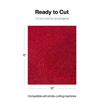Primology Heat Transfer Vinyl: 10 Pack 12" x 10" Premium Glitter Iron On Vinyl, HTV Vinyl for T-Shirts - HTV for Cricut, Silhouette Cameo, Heat Press Machine