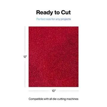 Primology Heat Transfer Vinyl: 10 Pack 12" x 10" Premium Glitter Iron On Vinyl, HTV Vinyl for T-Shirts - HTV for Cricut, Silhouette Cameo, Heat Press Machine