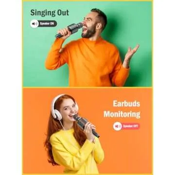 MetFut Wireless Bluetooth Karaoke Microphone, Built-in Loud Speaker for 10H Playback, Add Reverb/Duet Mode/Earbuds Monitoring, Portable Karaoke Machine for Entertainment & Singing Practice (Gray)