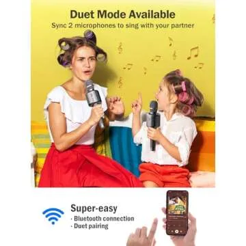 MetFut Wireless Bluetooth Karaoke Microphone, Built-in Loud Speaker for 10H Playback, Add Reverb/Duet Mode/Earbuds Monitoring, Portable Karaoke Machine for Entertainment & Singing Practice (Gray)