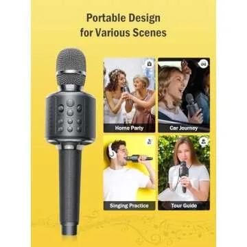 MetFut Wireless Bluetooth Karaoke Microphone, Built-in Loud Speaker for 10H Playback, Add Reverb/Duet Mode/Earbuds Monitoring, Portable Karaoke Machine for Entertainment & Singing Practice (Gray)