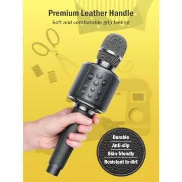 MetFut Wireless Bluetooth Karaoke Microphone, Built-in Loud Speaker for 10H Playback, Add Reverb/Duet Mode/Earbuds Monitoring, Portable Karaoke Machine for Entertainment & Singing Practice (Gray)