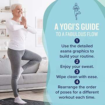 NewMe Fitness Yoga Mat for Women and Men - Large, 5mm Thick, 68 Inch Long, Non Slip Exercise Mats w/ 70 Printed Yoga Poses for Pilates, Workout and Stretching - Home and Gym Essentials - Pink