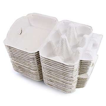 SKPPC 20 Pack White Empty Egg Cartons Pulp Fiber Egg Tray Holder, Each Holds 6 Eggs, Pulp Egg Containers for Family, Farm, Market, Camping, Picnic, Travel