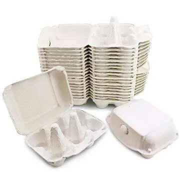 SKPPC 20 Pack White Empty Egg Cartons Pulp Fiber Egg Tray Holder, Each Holds 6 Eggs, Pulp Egg Containers for Family, Farm, Market, Camping, Picnic, Travel
