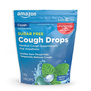 Amazon Basic Care Sugar Free Menthol Cough Drops - 140 Count for Throat Relief
