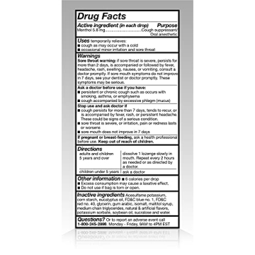 Amazon Basic Care Sugar Free Menthol Cough Drops 140 Count