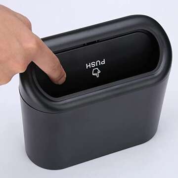 SINSEN Garbage Can, Car Trash Bin Mini Trashcan, Vehicle Waste Holder with Lid, Interior Automotive Accessories, Car Essentials Dustbin, Organizer for Auto and Chuck