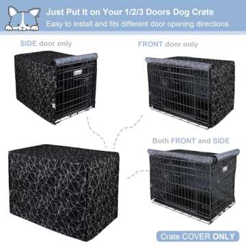 Explore Land Pattern Dog Crate Cover for 24 Inches Wire Cage, Heavy-Duty Polyester 1 2 3 Doors Standard Metal Pet Kennel Enclosure (Brief Polygonal)
