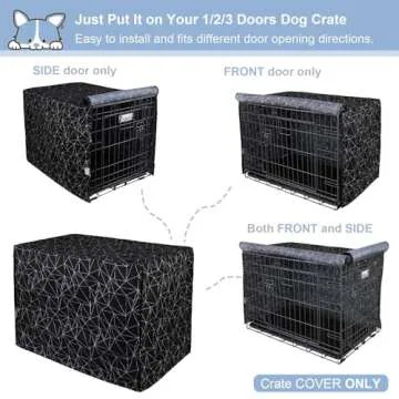 Explore Land Pattern Dog Crate Cover for 24 Inches Wire Cage, Heavy-Duty Polyester 1 2 3 Doors Standard Metal Pet Kennel Enclosure (Brief Polygonal)