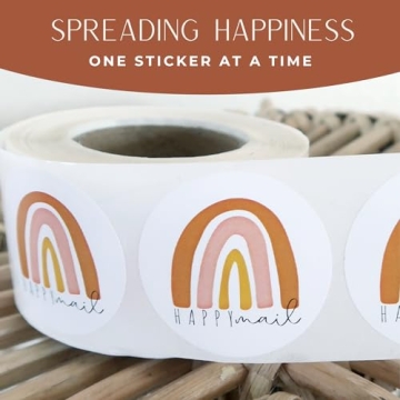 Happy Mail Stickers for Small Business Packaging - 500 Count