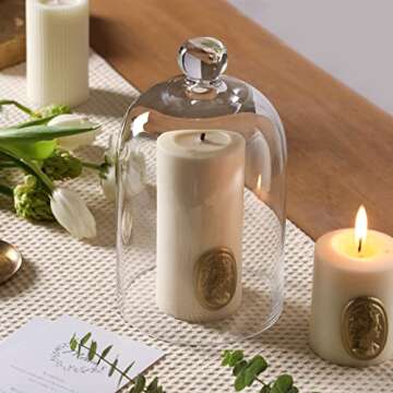 KMwares Clear Glass Display Dome Cloche Bell Jar Tabletop Decorative Case Covered Plants/Food (5.1"x8.9")