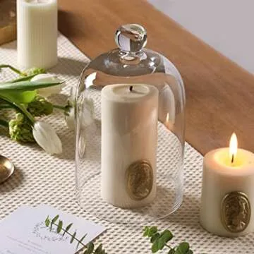 KMwares Clear Glass Display Dome Cloche Bell Jar Tabletop Decorative Case Covered Plants/Food (5.1"x8.9")