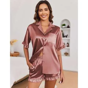 Ekouaer Women's Stylish Satin Pajama Set for Comfort