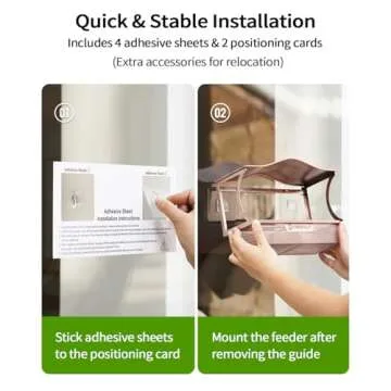 Window Bird Feeder, Desgully Metal Window Bird Feeder, Window Bird Feeders with Strong Suction Cups, Super Adhesive Sheet×4，Large Outdoor Bird Feeder, Bird Watching Gift (Curved)