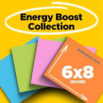 Post-it Super Sticky Lined Notes, 4 Sticky Note Pads, 8 x 6 in., Ideal for Organization in Your Dorm...