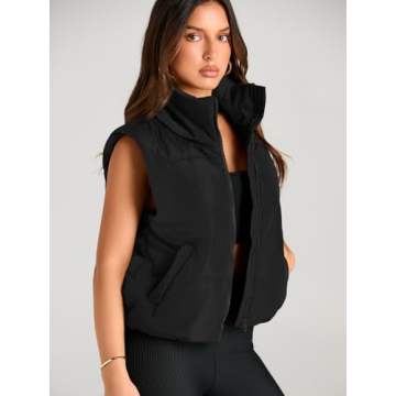 Chic AUTOMET Women's Winter Puffer Vest with Pockets