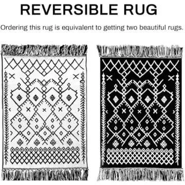 EARTHALL Washable Small Area Rug 2x3 Ft, Black and White Boho Entryway Rug, Rubber Backed Rugs for Entryway, Indoor Outdoor Door Mat, Throw Rugs for Kitchen Entryway Front Entrance Porch Bathroom