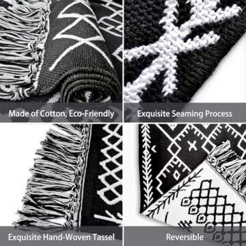 EARTHALL Washable Small Area Rug 2x3 Ft, Black and White Boho Entryway Rug, Rubber Backed Rugs for Entryway, Indoor Outdoor Door Mat, Throw Rugs for Kitchen Entryway Front Entrance Porch Bathroom