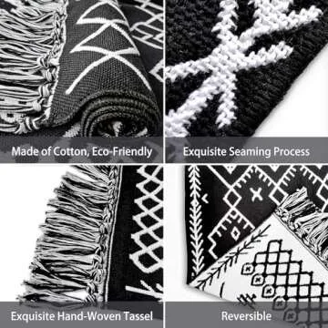 EARTHALL Washable Small Area Rug 2x3 Ft, Black and White Boho Entryway Rug, Rubber Backed Rugs for Entryway, Indoor Outdoor Door Mat, Throw Rugs for Kitchen Entryway Front Entrance Porch Bathroom