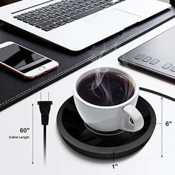 Electric Coffee Cup Warmer for Desk, Smart Coffee Mug Heater Warmer for Home Office, Warming Plate f...