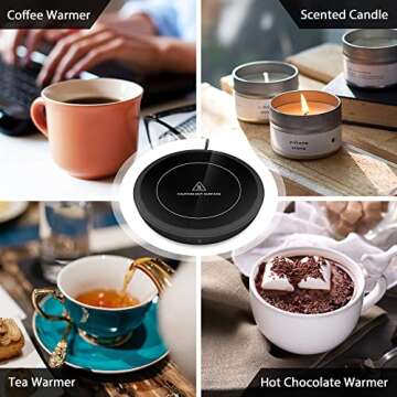 Electric Coffee Cup Warmer for Desk, Smart Coffee Mug Heater Warmer for Home Office, Warming Plate for Tea, Milk & Candle (No Cup, Black) – ENIGMA
