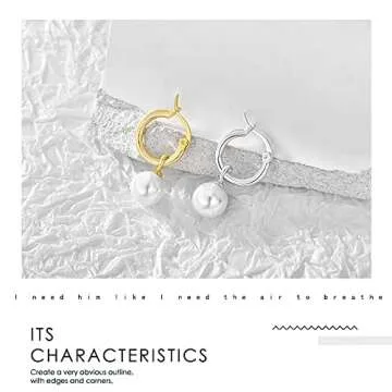 Pearl Hoop Earrings for Women 14k Gold Plated Pearl Dangle Small Hoop Earrings with 925 Sterling Silver Post (Gold)