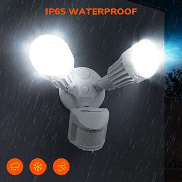 JJC LED Security Lights,Motion Sensor Flood Light Outdoor Fixture,3000LM 27.5W(120W Equiv.),IP65 Waterproof,5000K Daylight White ETL Listed Outdoor Lighting White (Not Solar Powered)