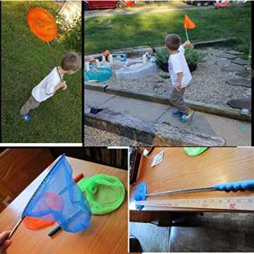#1 M-jump 3 Pack Colored Telescopic Butterfly Nets - Great for Catching Insects Bugs Fishing - Outdoor Toy for Kids Playing - Extendable from 6.8" to 34"...