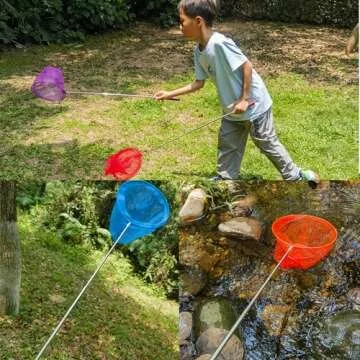 #1 M-jump 3 Pack Colored Telescopic Butterfly Nets - Great for Catching Insects Bugs Fishing - Outdoor Toy for Kids Playing - Extendable from 6.8" to 34"...